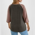 thumbnail image 6 of Fesfesfes Women's Plus Size Tops Trendy Color Blocked Three-Quarter Sleeves Classic Round Neck T-shirt Loose Comfy Easy Pairing with Jeans(Pink,M), 6 of 7