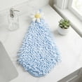 thumbnail image 5 of REGALWOVEN 2 Pack Cute Flower Chenille Hanging Hand Towels, Soft Absorbent, Quick Dry Decorative Towels for Kitchen, Bathroom Blue 12" x 12", 5 of 5