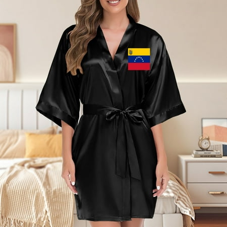 Venezuela Flag Valentines Lingerie for Women Sleepwear Dresses Bridesmaid Wedding Party Bathrobe Nightgown Bridal Shower Gift