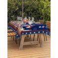 thumbnail image 3 of Outdoor Tablecloth with Umbrella Hole for Patio/Picnic/Party/Camping, Navy Blue Independence Day Waterproof Table Cloth Rectangle Table Cover Washable, American Flag Star Floral (60"x 102"), 3 of 9