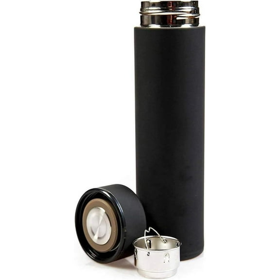 Stainless Steel Coffee Mug,Vacuum Insulated Bottle with Cup,Black Frosted Travel Thermos,for Coffee Hot Drink and Cold Drink Water Flask,Available for All Groups(500ml)