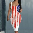 thumbnail image 2 of USSUMA Dress Women's Wedding Guest Sexy Knee Length Bodycon Midi Sundresses for Women Casual Beach 4th of July American Flag U Neck Sleeveless Summer Sun Dresses Graduation, 2 of 5