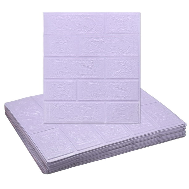 Uxcell 20 piezas Paneles de Pared 3D Autoadhesivos, Panel de Pared Impermeable para Salpicadero, Papel Tapiz de Diseño de Ladrillo de 13.8"x15.2" para Baño, Cocina, Sala, Púrpura Claro