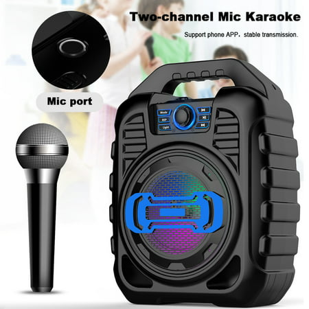 Portable Speaker System with LED Party Lights, Wireless bluetooth with Wireless Microphones or Headphones FM Radio Party Karaoke Machine Support U Disk/ TF Card/ (Best Machine Support Cards)