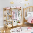 thumbnail image 2 of Bamboohomie Baby Closet Kids Wardrobe, 6-Shelf Kids Clothing Rack, Bamboo Baby Wardrobe, Natural, 2 of 9