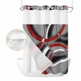thumbnail image 2 of Grey Geometric No Hook Shower Curtain Waterproof,Bathroom Curtains with Snap in Liners and See Through Top Window,Modern Abstract Black White Red Striped Hotel Style Bathtub Curtains Shower 48"Wx72"L, 2 of 8