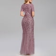 thumbnail image 4 of SMihono Robe Maxi Bohème d'Été pour Femmes Grande Taille Robe Longue à Manches Courtes Col Rond Couleur Unie Robe de Soirée Slim Robe de Plage, 4 of 4