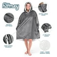thumbnail image 4 of Bare Homey Plush Sherpa Wearable Blanket - Fluffy & Soft - Lightweight - Adult, Gray, 4 of 9