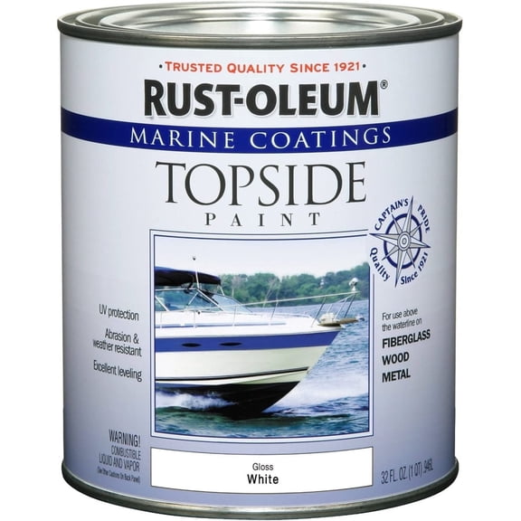 Rust-Oleum 206999 Marine Topside Paint, White, 1-Quart - 4 Pack