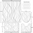 thumbnail image 5 of 4 Pcs Abstract Black and Green Circle Bathroom Rugs and Shower Curtain Sets Dark Silver Squiggly Line Bathroom Set with Rug Geometric Bath Accessories with Mats, 5 of 7