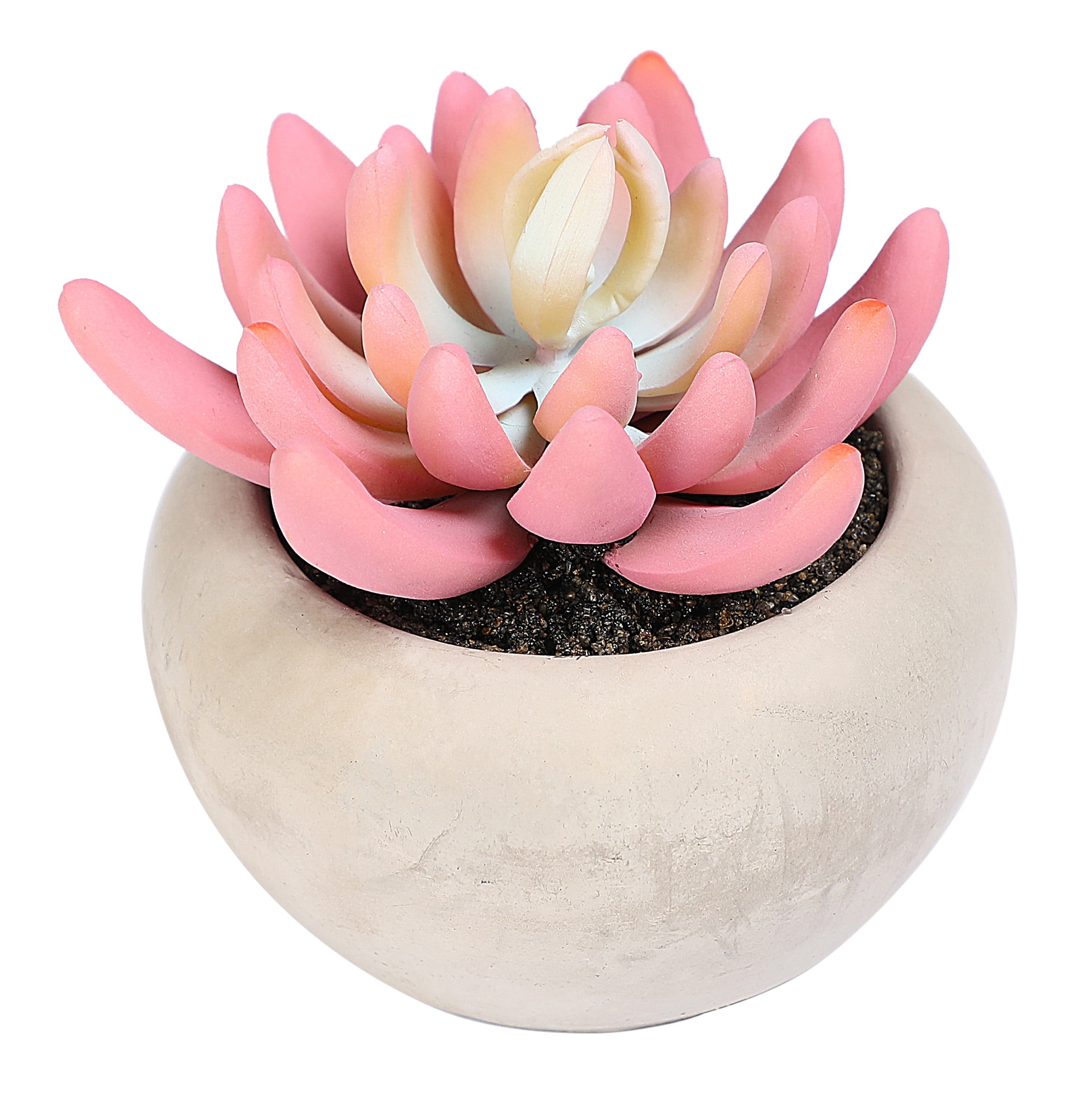 Mainstays 3.35" Artificial Succulent Plant in Cement Pot, Pink Color