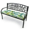 thumbnail image 3 of Jordan Manufacturing 48" x 18" Seneca Caribbean Turquoise Leaves Rectangular Outdoor Settee Swing Bench Cushion with Ties, 3 of 12