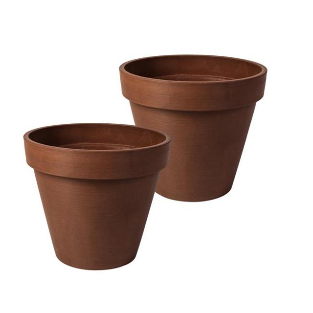 7 x 8 x 8 Po Jardinière à Bandes Rondes&44; Terre Cuite - Pack de 2