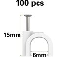 thumbnail image 2 of 100 Stycken Elektrisk Kabelbygel, Elektrisk Kabelfixering, Elektrisk Kabelband, Väggkabelband, Kabelklämmor (6mm), 2 of 5