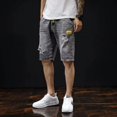 thumbnail image 4 of Pantalones cortos vaqueros desgastados grises para hombre, moda coreana, ajustados, de verano, Y2k, con pantalones cortos holgados y desgastados estilo vintage para hombre, 4 of 5