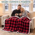 thumbnail image 2 of PAVILIA Twin Checkered Sherpa Blanket Couch Sofa Bed, Red Black,60x80, 2 of 8