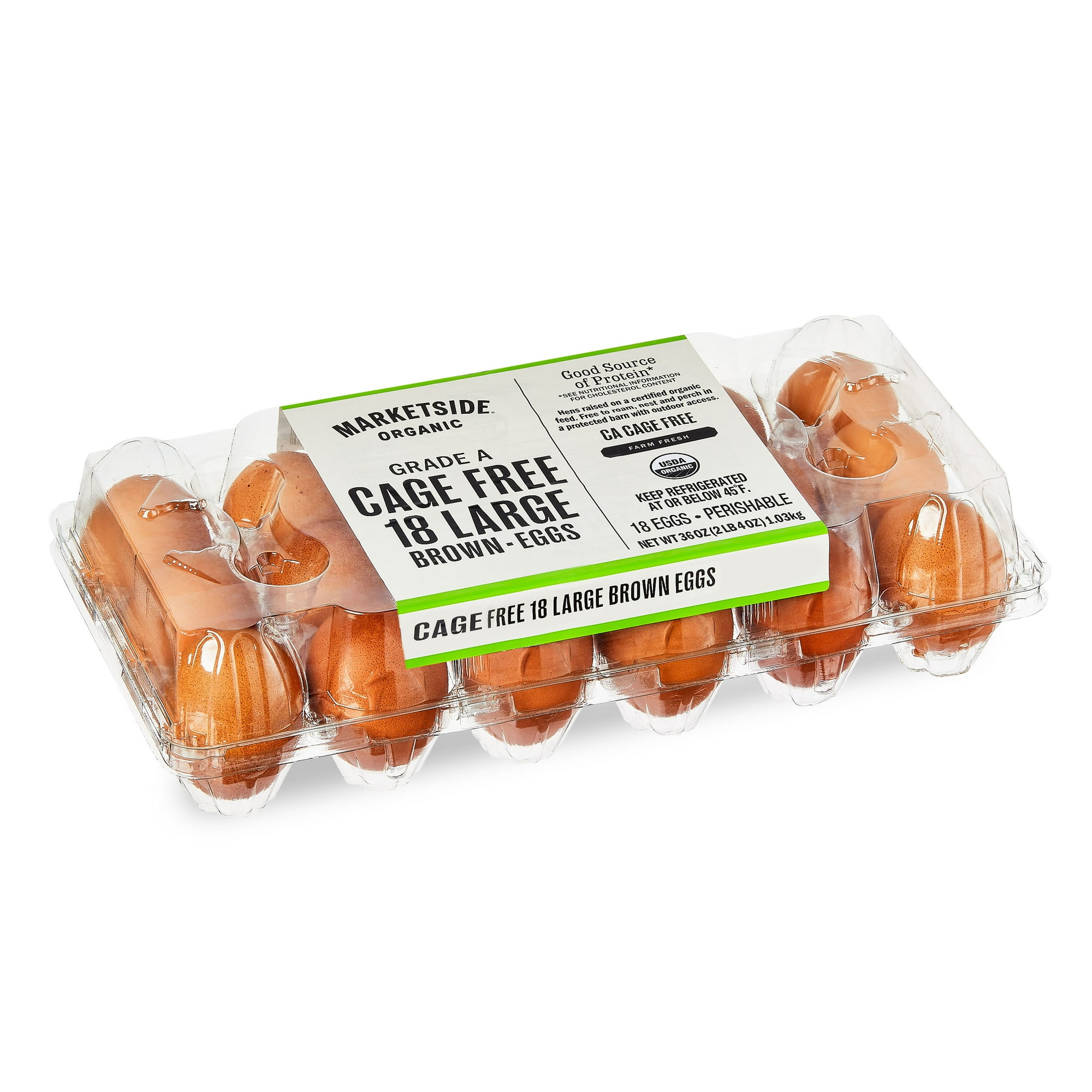 Marketside Organic Cage Free Brown Large Eggs 18 Count