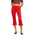 thumbnail image 1 of Pantalones capri para mujer, cintura elástica, largo 3/4, lisos/de lunares, cortos, para uso diario informal., 1 of 9