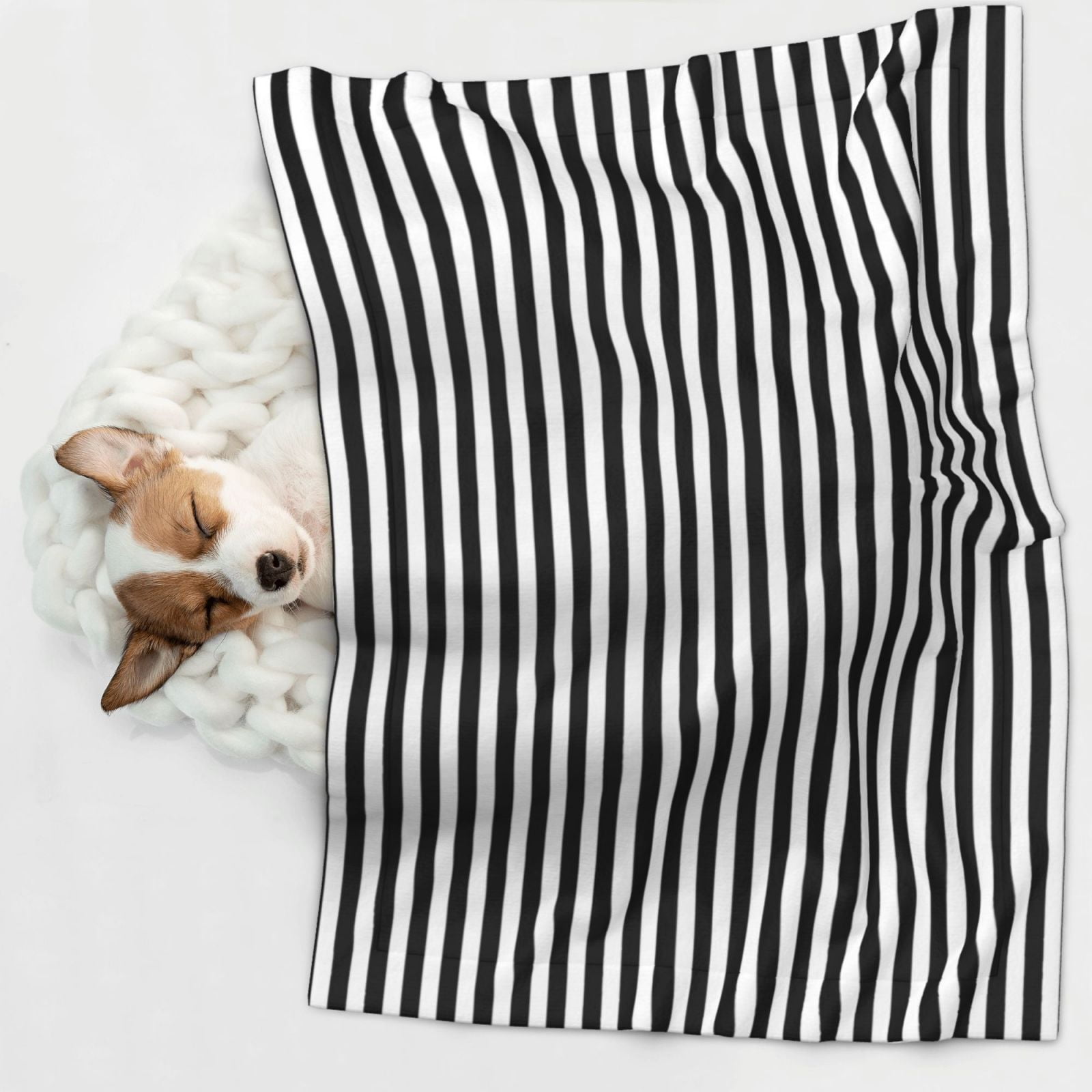 Flannel Throw Dog Blanket Black White Mosaic Vertical Stripes Soft Warm Print Pet Blankets for Small Dog Cat Puppy