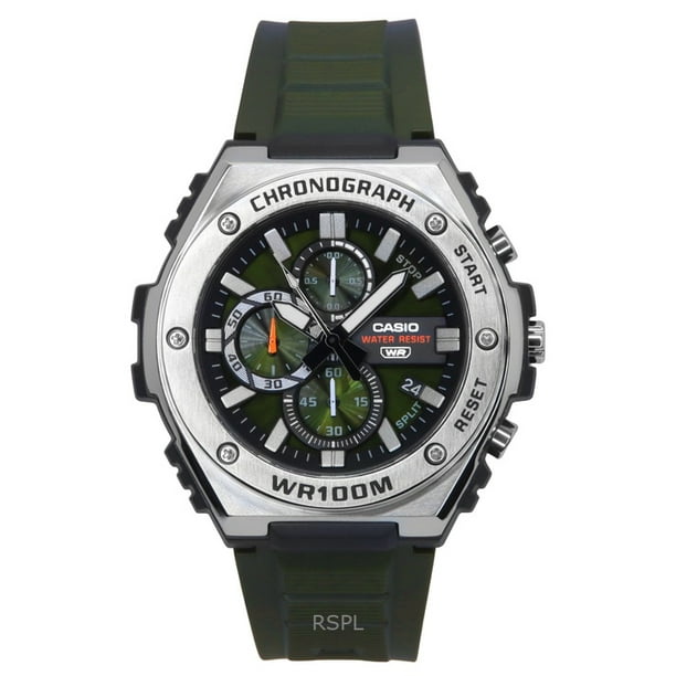 Casio Standard Analog Chronograph Resin Strap Green Dial Quartz MWA-300H-3AV 100M Men's Watch