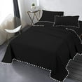 thumbnail image 2 of D.N.G. BEDDINGS 4 Piece Pom Pom Sheet Set 15 Inch Deep Pocket, White Pom-Pom Fringe Solid Pattern, 800 Thread Count 100% Egyptian Cotton (Solid Black Color, Olympic Queen Size), 2 of 8