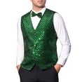 thumbnail image 1 of INSPIRE CHIC Chaleco de Hombre Argyle con Lentejuelas Cuello en V Sin Mangas Vestido de Fiesta Noche de Prom Noche de Club Brillante Chaleco S Verde, 1 of 5