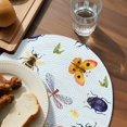 thumbnail image 3 of Cute Butterfly Dragonfly Round 13 Inch Placemats Set of 4, Farmhouse Botanical Floral Blue HeatResistant Non Slip Place Mats for Dining Table, Wipeable Braided Kitchen Table Mats for Housewarming, 3 of 9