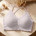 thumbnail image 7 of Feancey Women's Lace Bralette Criss Cross Back Wireless Bras Ruffle Hem Casual Lingerie Bra Comfy Breathable Camisole Bra for Date Night Coffee Free Size, 7 of 7