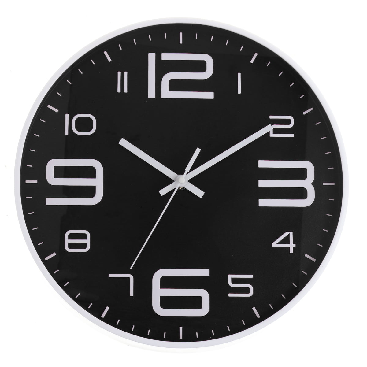 Wall Clock 12 Silent Non-Ticking Quartz Decorative Wall Clock 3D Large Number Modern Style Good for Living Room & Home & Office Battery Operate white