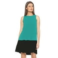 thumbnail image 1 of eloria Women's Georgette Boat Neck Pleated Sleevless Tunic Casual Midi Dress, Color : Teal | Size : S, 1 of 6