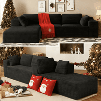 Sofa, Jolifa 105" Modular Sectional Sofa and Couch with Boneless Seat & L-Shaped Chaise, No Assembly Required Modern Sofa for Living Room, Black (Plush Corduroy Fabric)