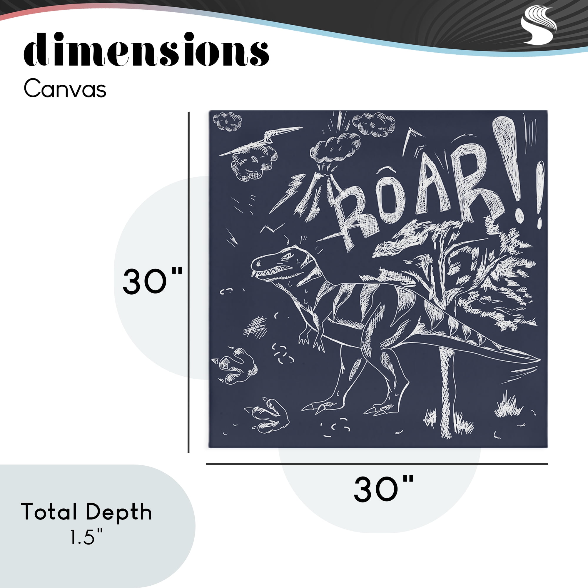 Sketchy Roar Dinosaur Canvas Wall Art, design by HUE and MI and Sangita