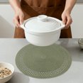 thumbnail image 4 of Farmhouse Round Placemats Set of 6 Woven Placemats for Dining Table Decor, Washable Kitchen Table Mat for Holiday Dark Green 15inch, 4 of 6