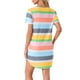 thumbnail image 3 of Camisón T-shirt de mujer Inspire Chic, vestido de pijama, colorido, a rayas, con mangas cortas, talla XL, verde, 3 of 6