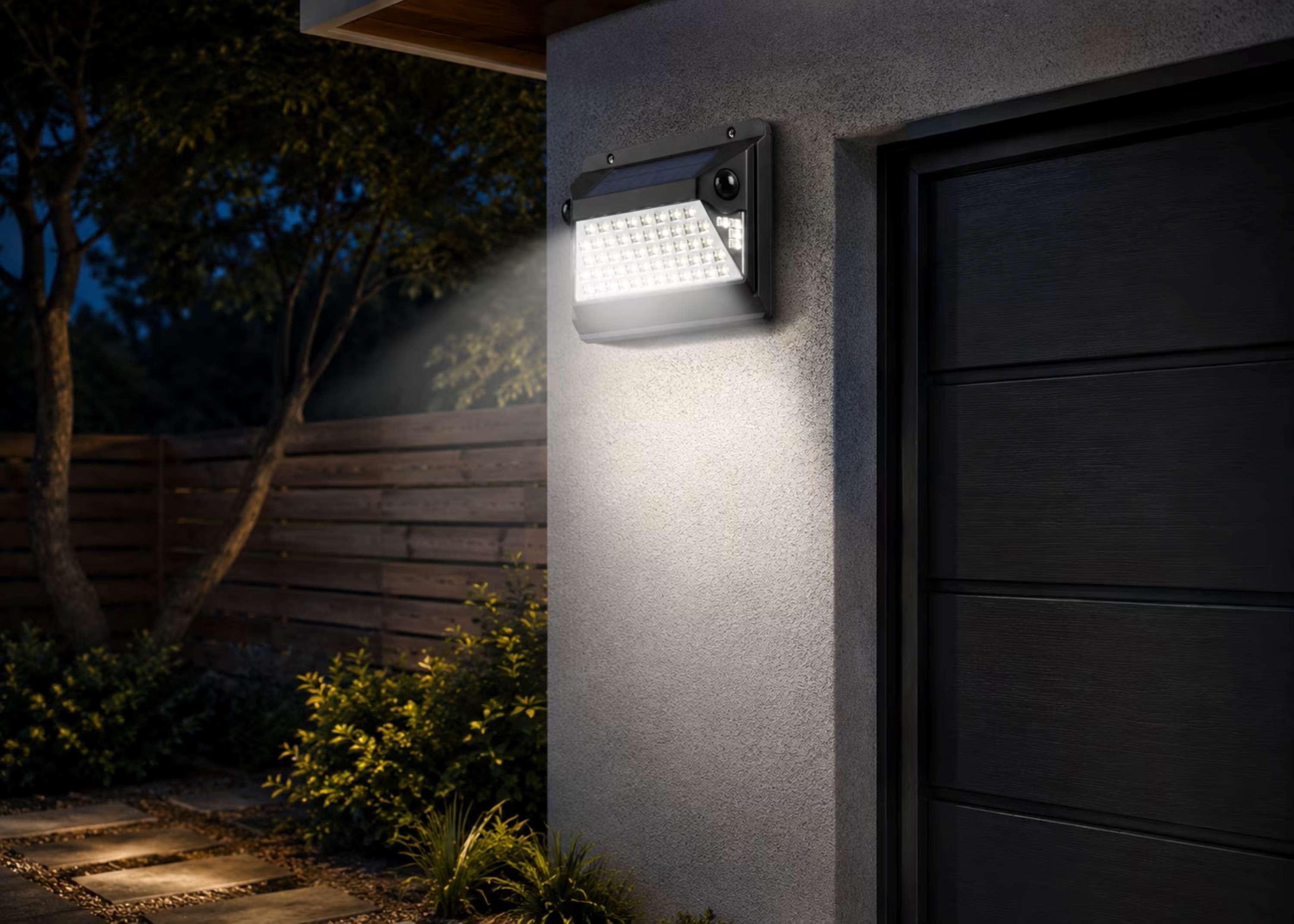 Hyper Tough 1000 Lumen Motion Sensor Flood Light, 2.34 x 8.19 x 5.85", Solar and Battery Powered