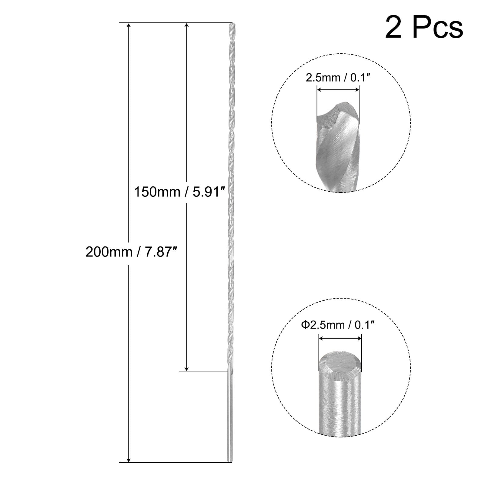 Unique Bargains High-Speed Steel Twist Drill Bits for Precision Use 2.5mmx200mm