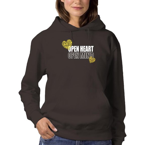 Open Heart Mind Zebra Heart Hoodie Women -Image by Shutterstock, Female 5X-Large