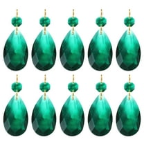 Uxcell Teardrop Crystal Chandelier Pendants Beads, 10 Pack 60mm Length 38mm Prisms Parts Beads Dark Green