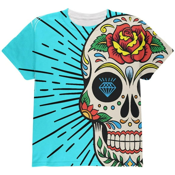 Sugar Skull All Over Youth T Shirt Multi YSM