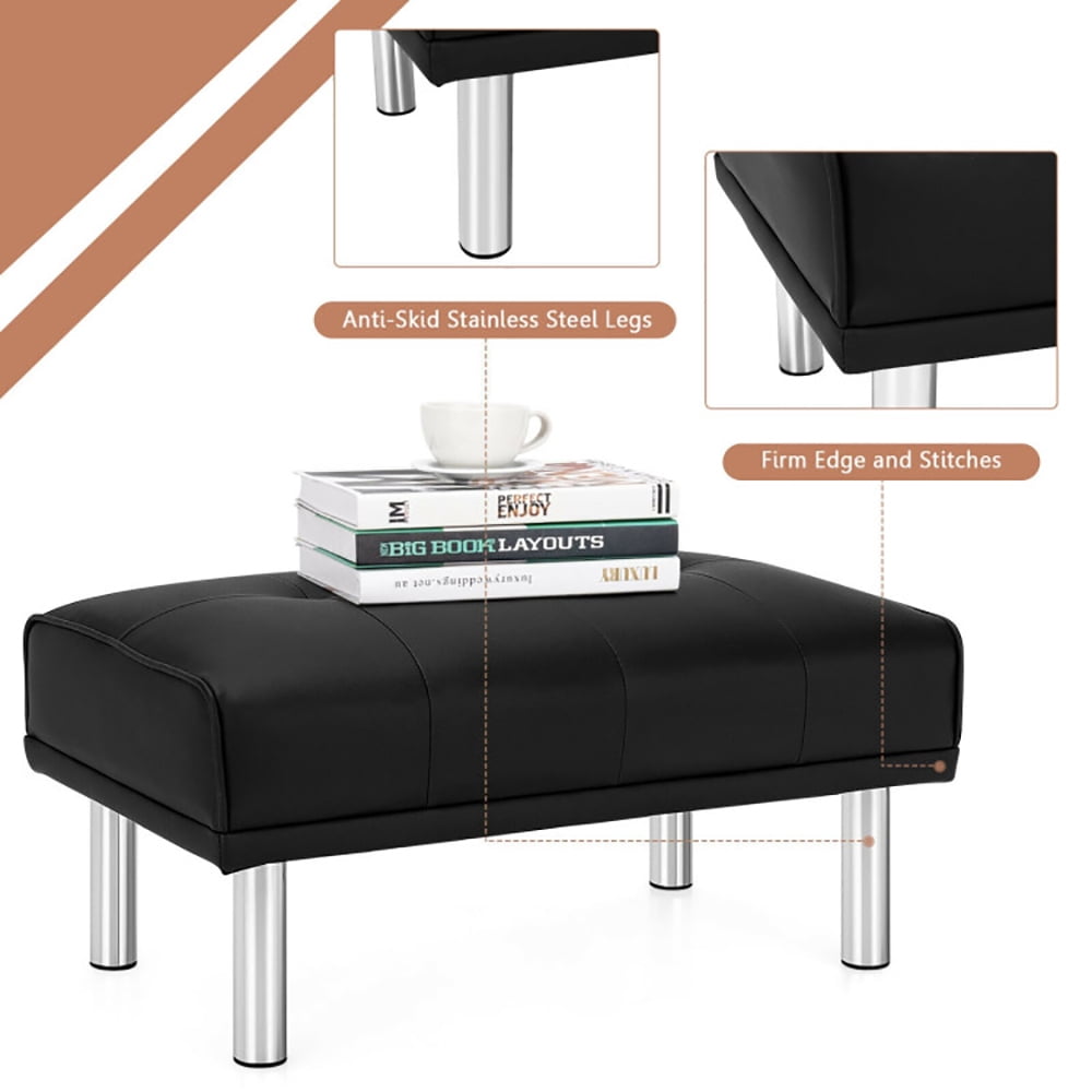 Finihen Modern Tufted Ottoman Bench, Rectangular Footstool, Rectangle Tufted Ottoman with Stainless Steel Legs, for Living Room, Bedroom, Black Finihen Modern Tufted Ottoman Bench, Rectangular Footstool, Rectangle Tufted Ottoman with Stainless Steel Legs, for Living Room, Bedroom, Black