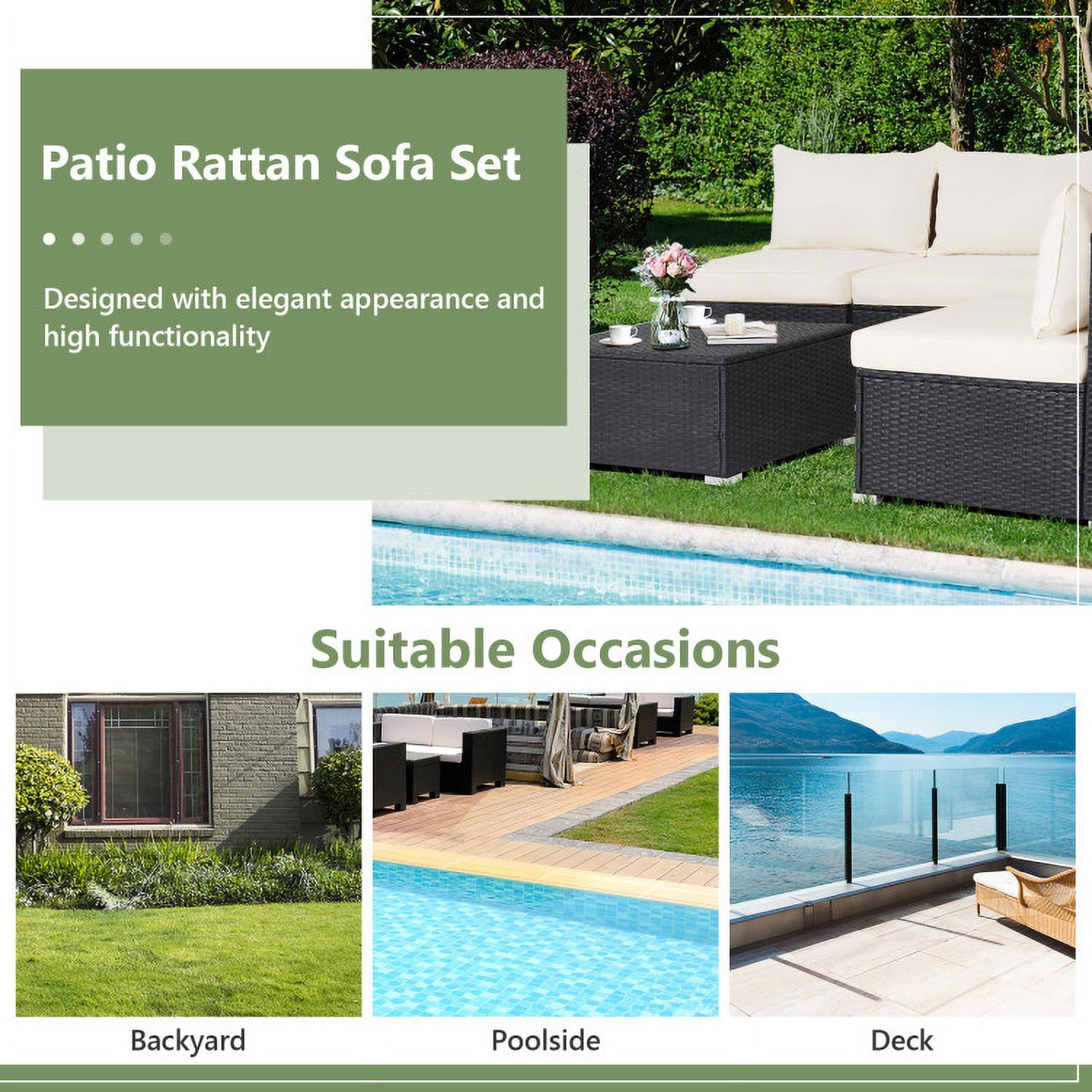 Aimee Lii 5 Pieces Outdoor Patio Furniture Set with Cushions and Coffee Table, Outdoor Patio Set