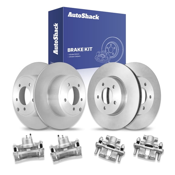 AutoShack Front Vented & Rear Solid Brake Rotors   Calipers 8-PC Brake Kit Replacement for 2008-2010 Dodge Caliber
