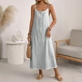 thumbnail image 2 of Laqbezok Women's Cotton Linen Camisole Dress, Casual Sleeveless Scoop Neck Midi Gown, Loose Solid Color Flowy Sun Dress for Summer Vacation, 2 of 5