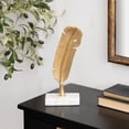 thumbnail image 2 of 6" x 12" Gold Aluminum Metal Feather Bird Sculpture, by CosmoLiving by Cosmopolitan, 2 of 10