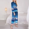 thumbnail image 3 of Lsque Starry Night Ocean View Pattern Long Sleeve Pajama Set for Women - Soft 2-Piece Sleepwear and Loungewear Set with Pockets, Comfy Nightwear-Small, 3 of 7