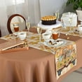thumbnail image 5 of Table Runner Dresser Scarves 90 Inch Long,Thanksgiving Truck Pumpkin Squirrel Linen Dining Table Runners Fall Maple Leaf on Orange Plaid Tabletop Scarf for Wedding Holiday Party Kitchen, 5 of 9
