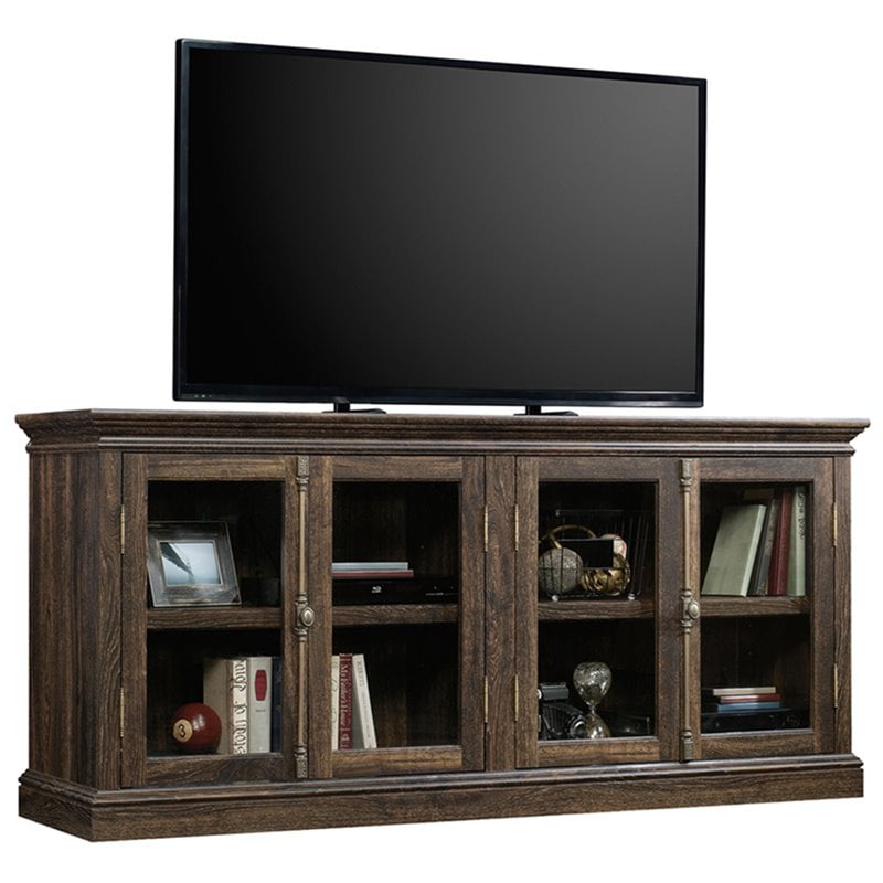 Sauder Barrister Lane Storage Credenza For Tvs Up To 80 Iron Oak