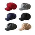 thumbnail image 2 of Peaked Caps Retro Fashion Warm Woolen Octagonal Hats Easy Matching Sun Visor Design Windproof Headgear for Theme Party Light Tan, 2 of 6