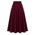 thumbnail image 5 of Yertdoel Plaid Maxi Skirts for Women High Waist Vintage A‑Line Long Skirt Fall Winter Trendy Casual Skirt with Pockets, S-3XL, 5 of 10