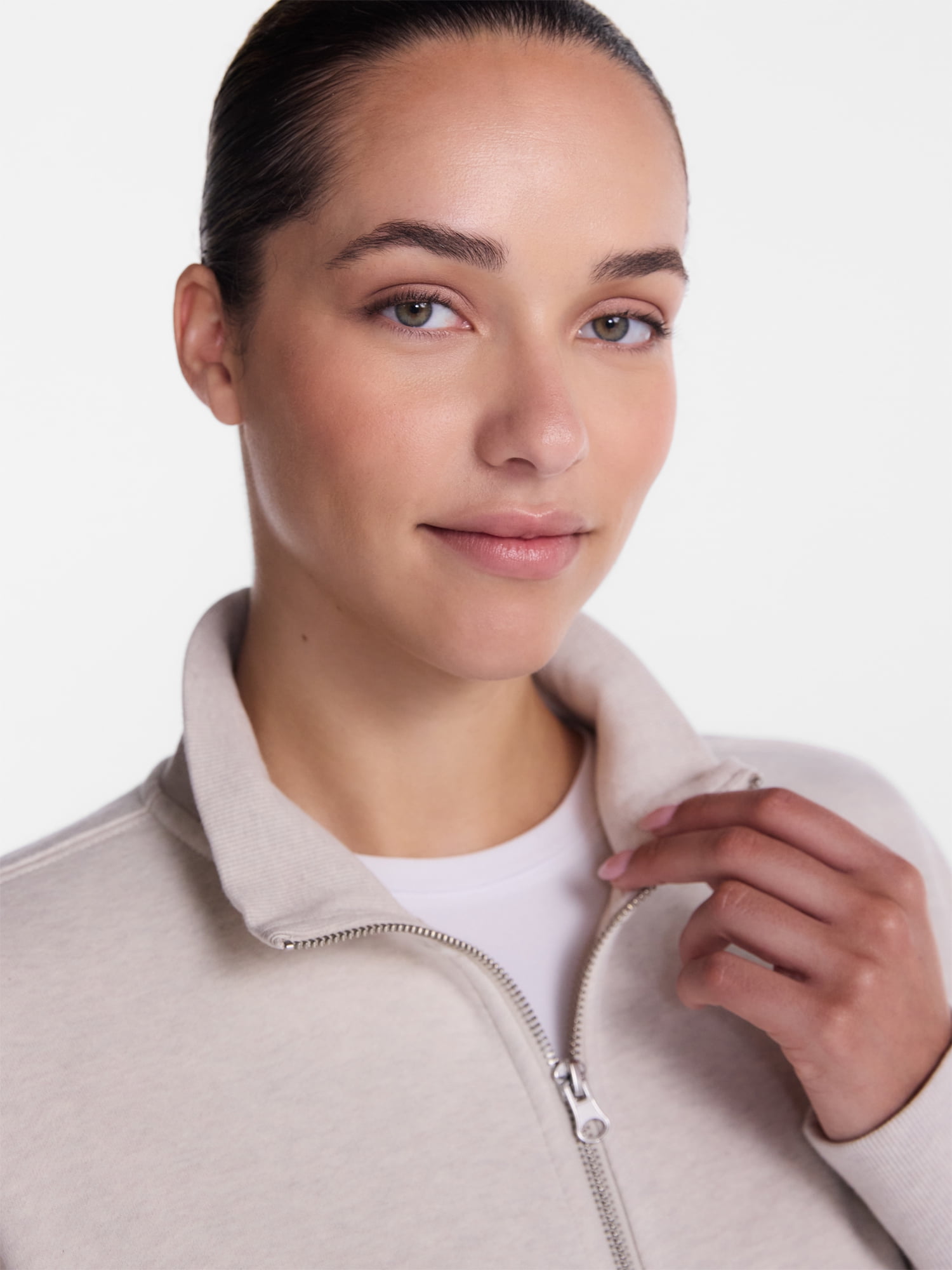 Athletic Works Women's Cropped Fleece Bomber Jacket with Long Sleeves, Sizes XS-XXL